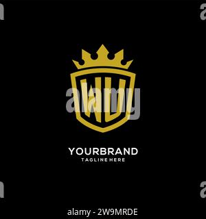 Initial WU logo shield crown style, luxury elegant monogram logo design vector graphic Stock Vector
