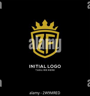Initial ZF logo shield crown style, luxury elegant monogram logo design vector graphic Stock Vector