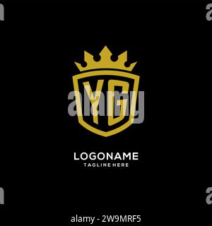 Initial YG logo shield crown style, luxury elegant monogram logo design vector graphic Stock Vector