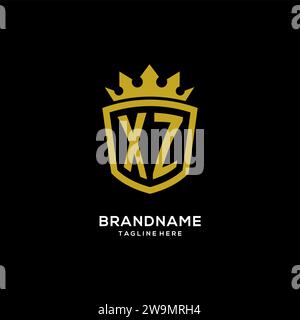 Initial XZ logo shield crown style, luxury elegant monogram logo design vector graphic Stock Vector