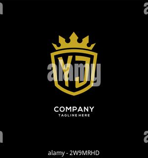 Initial YJ logo shield crown style, luxury elegant monogram logo design vector graphic Stock Vector