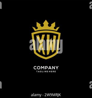 Initial XW logo shield crown style, luxury elegant monogram logo design vector graphic Stock Vector