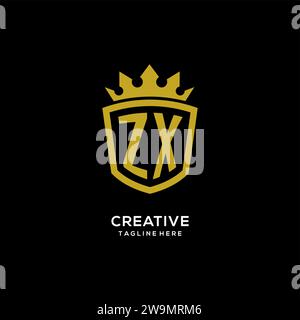 Initial ZX logo shield crown style, luxury elegant monogram logo design vector graphic Stock Vector