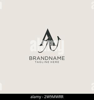 Initials AN letter monogram with elegant luxury style. Corporate identity and personal logo vector graphic Stock Vector