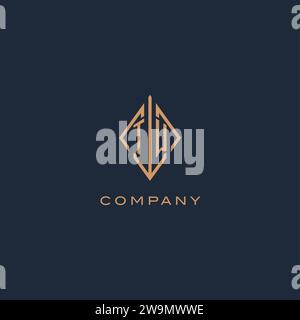 Monogram TW logo with diamond rhombus style, Luxury modern logo design vector graphic Stock Vector