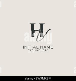 Initials HV letter monogram with elegant luxury style. Corporate identity and personal logo vector graphic Stock Vector