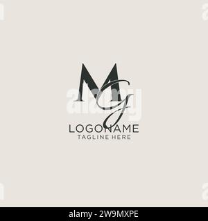 Initials MG letter monogram with elegant luxury style. Corporate identity and personal logo vector graphic Stock Vector