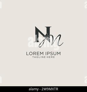 Initials NM letter monogram with elegant luxury style. Corporate identity and personal logo vector graphic Stock Vector