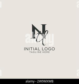 Initials NU letter monogram with elegant luxury style. Corporate identity and personal logo vector graphic Stock Vector