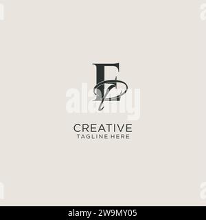 Initials EP letter monogram with elegant luxury style. Corporate identity and personal logo vector graphic Stock Vector