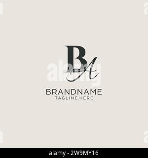 Initials BA letter monogram with elegant luxury style. Corporate identity and personal logo vector graphic Stock Vector