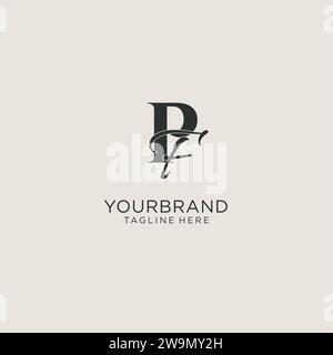 Initials PF letter monogram with elegant luxury style. Corporate identity and personal logo vector graphic Stock Vector