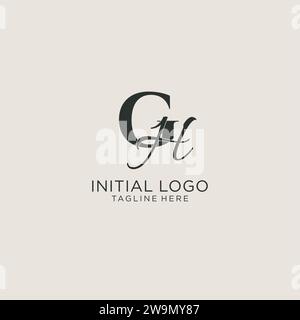 Initials GH letter monogram with elegant luxury style. Corporate identity and personal logo vector graphic Stock Vector