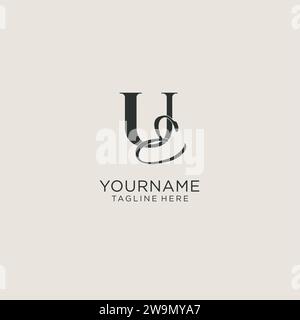 Initials UE letter monogram with elegant luxury style. Corporate identity and personal logo vector graphic Stock Vector