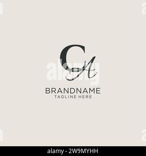 Initials CA letter monogram with elegant luxury style. Corporate identity and personal logo vector graphic Stock Vector