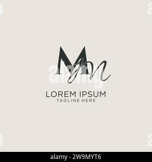 Initials MM letter monogram with elegant luxury style. Corporate identity and personal logo vector graphic Stock Vector
