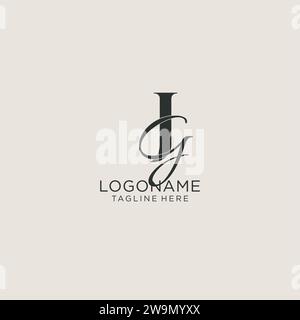 Initials JG letter monogram with elegant luxury style. Corporate identity and personal logo vector graphic Stock Vector