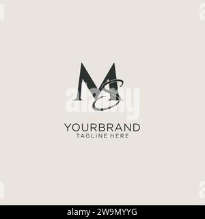Initials MS letter monogram with elegant luxury style. Corporate identity and personal logo vector graphic Stock Vector