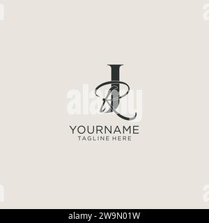 Initials JR letter monogram with elegant luxury style. Corporate identity and personal logo vector graphic Stock Vector