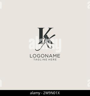 Initials KK letter monogram with elegant luxury style. Corporate identity and personal logo vector graphic Stock Vector