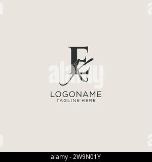 Initials EK letter monogram with elegant luxury style. Corporate identity and personal logo vector graphic Stock Vector