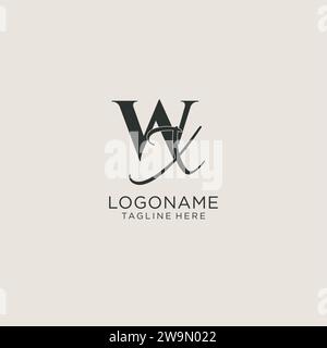 Initials WX letter monogram with elegant luxury style. Corporate identity and personal logo vector graphic Stock Vector