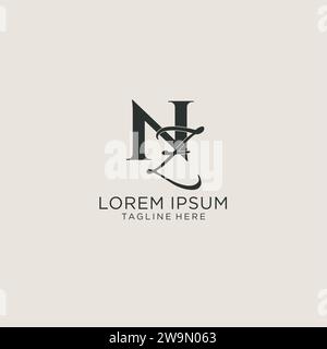 Initials NZ letter monogram with elegant luxury style. Corporate identity and personal logo vector graphic Stock Vector