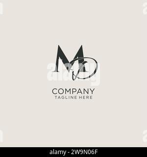 Initials MD letter monogram with elegant luxury style. Corporate identity and personal logo vector graphic Stock Vector