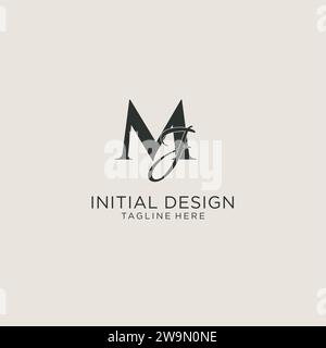 Initials MJ letter monogram with elegant luxury style. Corporate identity and personal logo vector graphic Stock Vector