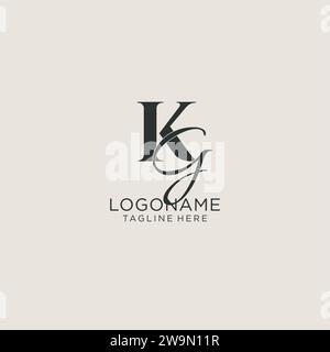 Initials KG letter monogram with elegant luxury style. Corporate identity and personal logo vector graphic Stock Vector