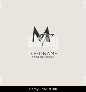 Initials MT letter monogram with elegant luxury style. Corporate identity and personal logo vector graphic Stock Vector