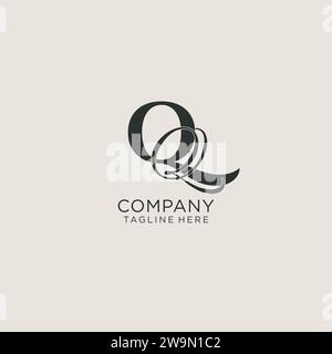 Initials QQ letter monogram with elegant luxury style. Corporate identity and personal logo vector graphic Stock Vector