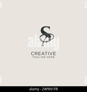 Initials SP letter monogram with elegant luxury style. Corporate identity and personal logo vector graphic Stock Vector