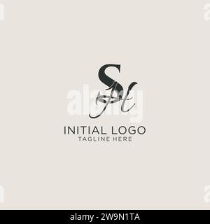 Initials SH letter monogram with elegant luxury style. Corporate identity and personal logo vector graphic Stock Vector