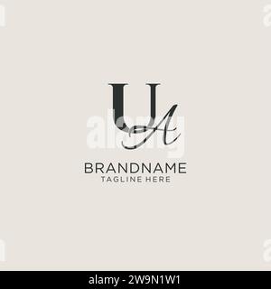 Initials UA letter monogram with elegant luxury style. Corporate identity and personal logo vector graphic Stock Vector