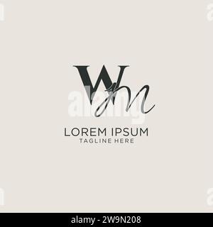 Initials WM letter monogram with elegant luxury style. Corporate identity and personal logo vector graphic Stock Vector