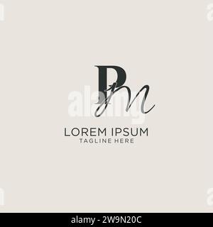 Initials PM letter monogram with elegant luxury style. Corporate identity and personal logo vector graphic Stock Vector