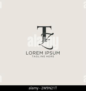 Initials TZ letter monogram with elegant luxury style. Corporate identity and personal logo vector graphic Stock Vector