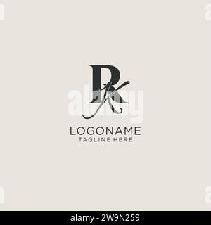 Initials RK letter monogram with elegant luxury style. Corporate identity and personal logo vector graphic Stock Vector