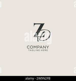 Initials ZD letter monogram with elegant luxury style. Corporate identity and personal logo vector graphic Stock Vector