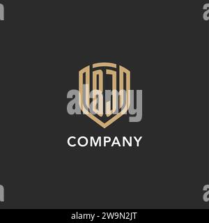 BJ Logo monogram with shield shape designs template vector icon modern ...