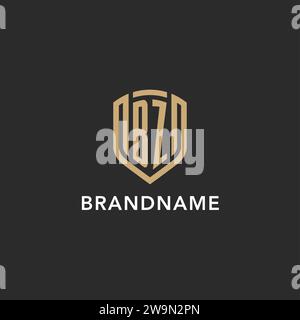 Initial BZ shield logo monoline style, modern and luxury monogram logo ...