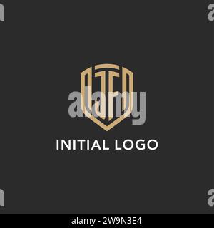 JF Logo monogram with shield shape isolated black background design ...
