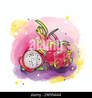 Set of fruits in watercolor technique Stock Vector