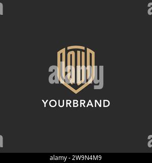 QU logo monogram emblem style with shield shape design template ideas ...