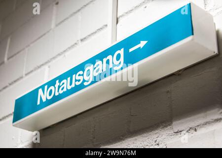 German Sign Notausgang meaning Emergency exit light sign. Stock Photo