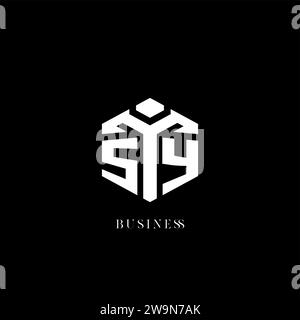 Initial SY logo hexagon shape geometric style vector graphic Stock Vector