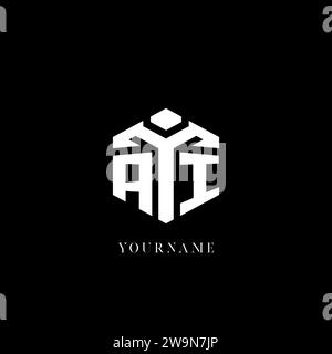 AI initial monogram logo with hexagonal shape and swoosh design ideas ...