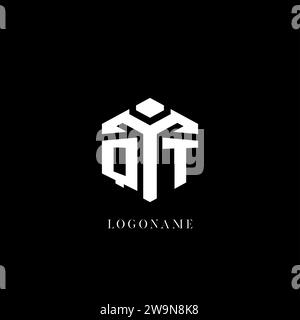 QT initial monogram logo with hexagonal shape and swoosh design ideas ...