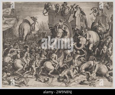 The Battle Between Scipio and Hannibal at Zama 1959 by Cornelis Cort Stock Photo